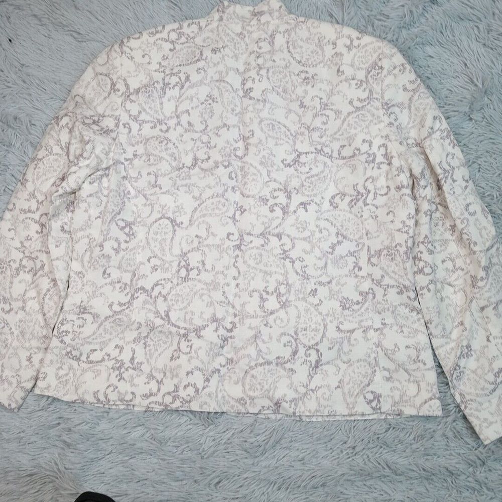 Alfred Dunner Jacket Womens 16 Linen Blend Bling Zip Up Pockets Lightweight - Picture 2 of 12